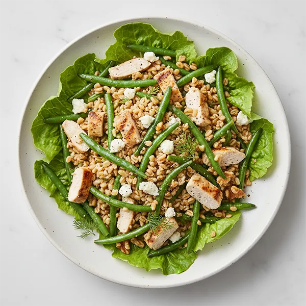 Chicken Green Bean and Farro Salad With Goat Cheese